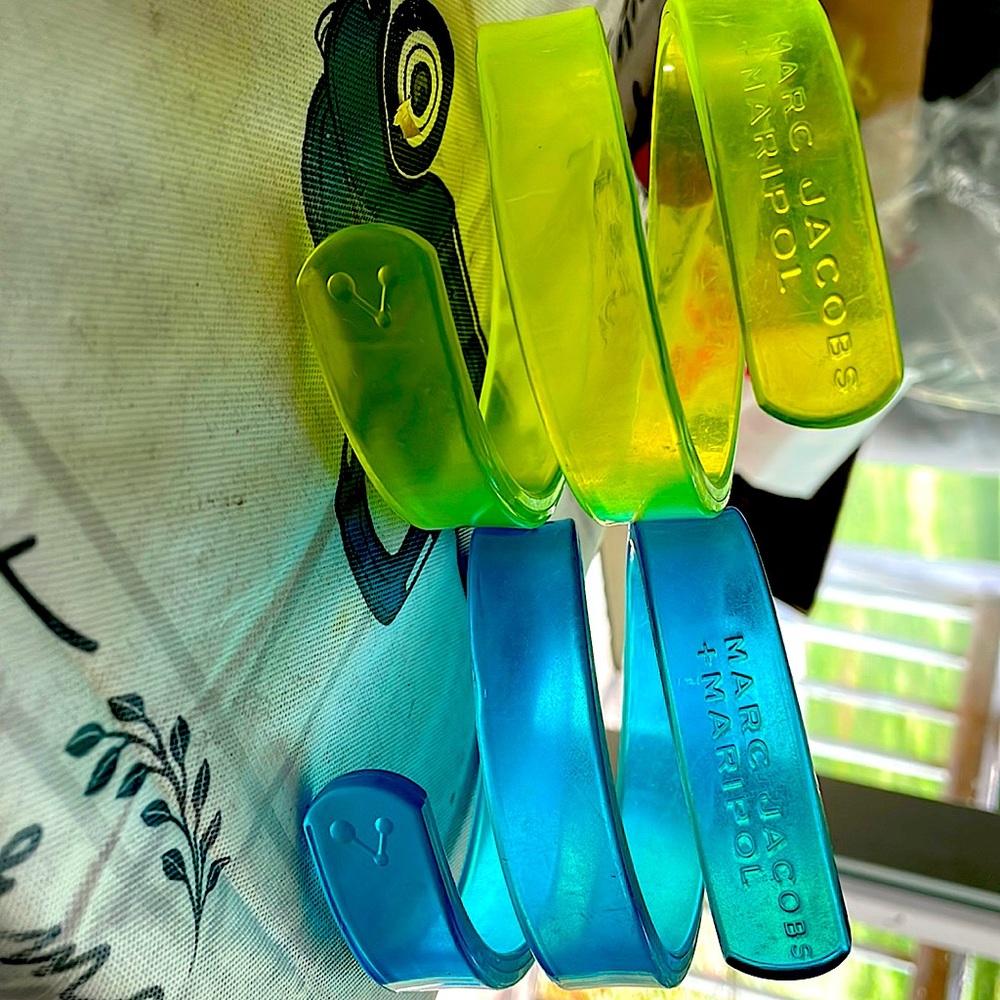 Marc Jacob’s + Maripol neon vntg cuff wrap bracelets- 2 of them! Cool and rare